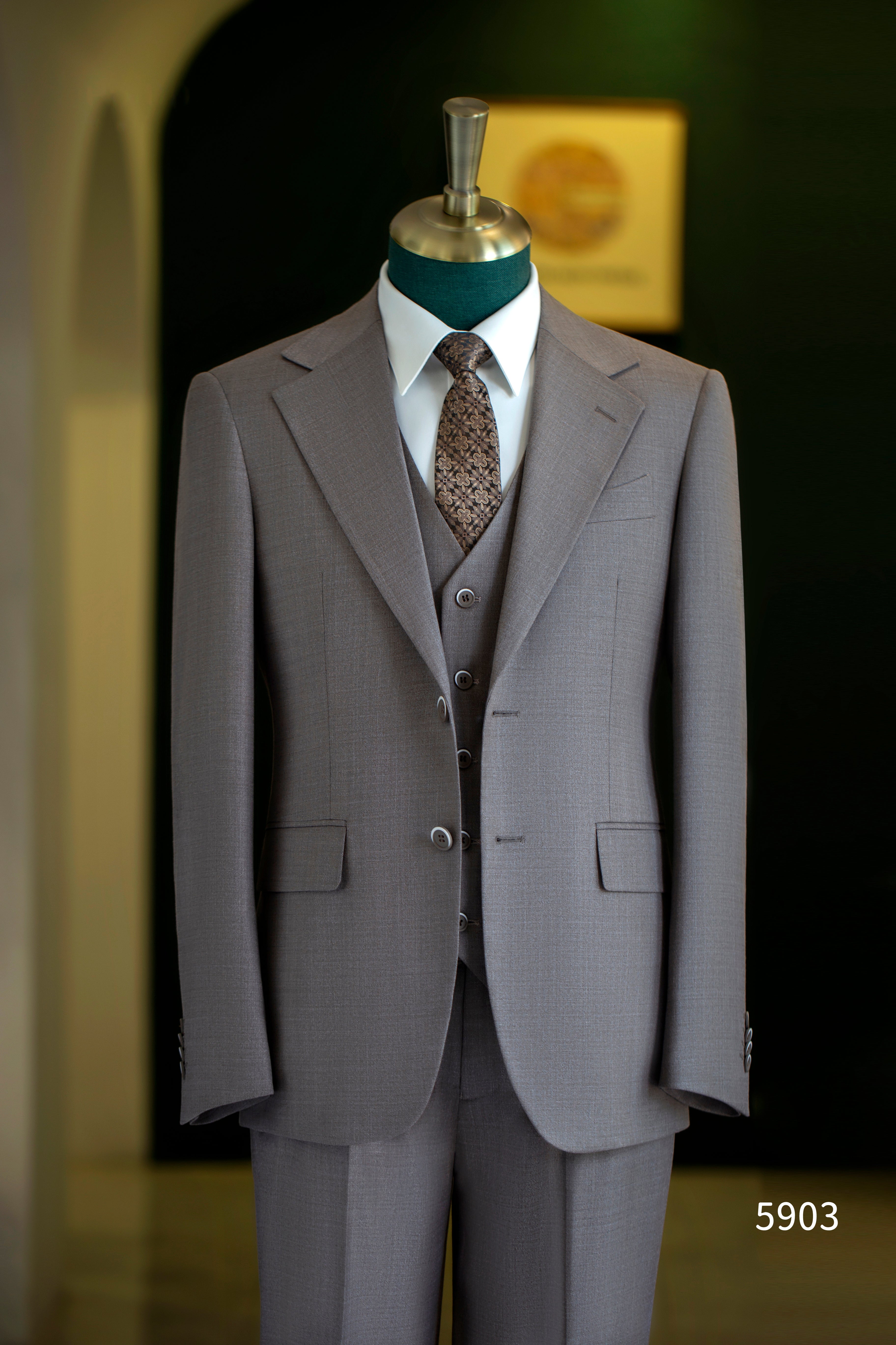 Taupe Wool 3-Piece Wedding Suit | Tailored Groom & Groomsmen Attire