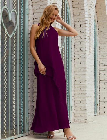 Vestidos longos de chiffon plus size para mãe da noiva, vestido formal de madrinha de casamento, 28019 