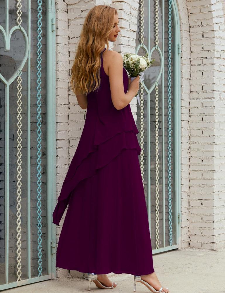 Vestidos longos de chiffon plus size para mãe da noiva, vestido formal de madrinha de casamento, 28019 