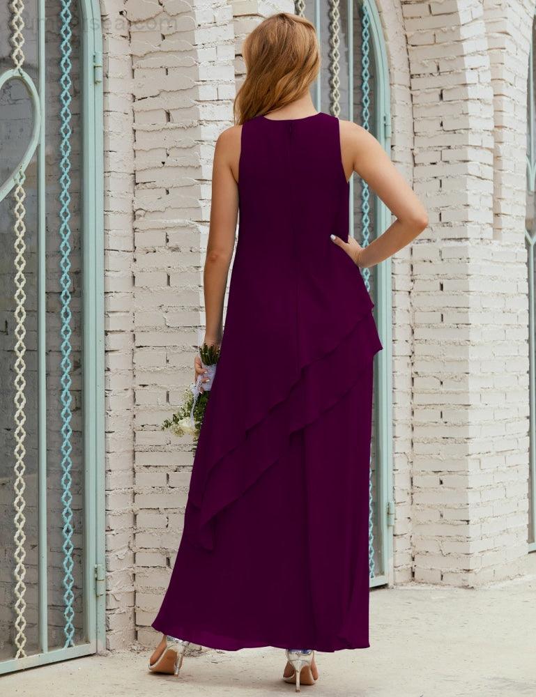 Vestidos longos de chiffon plus size para mãe da noiva, vestido formal de madrinha de casamento, 28019 