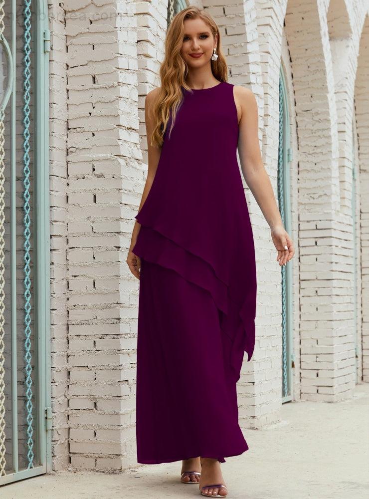 Vestidos longos de chiffon plus size para mãe da noiva, vestido formal de madrinha de casamento, 28019 