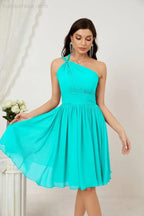 Vestido de dama de honor corto de chiffon de un hombro Numbersea para mujer Vestidos formales para fiesta y regreso a casa 2804
