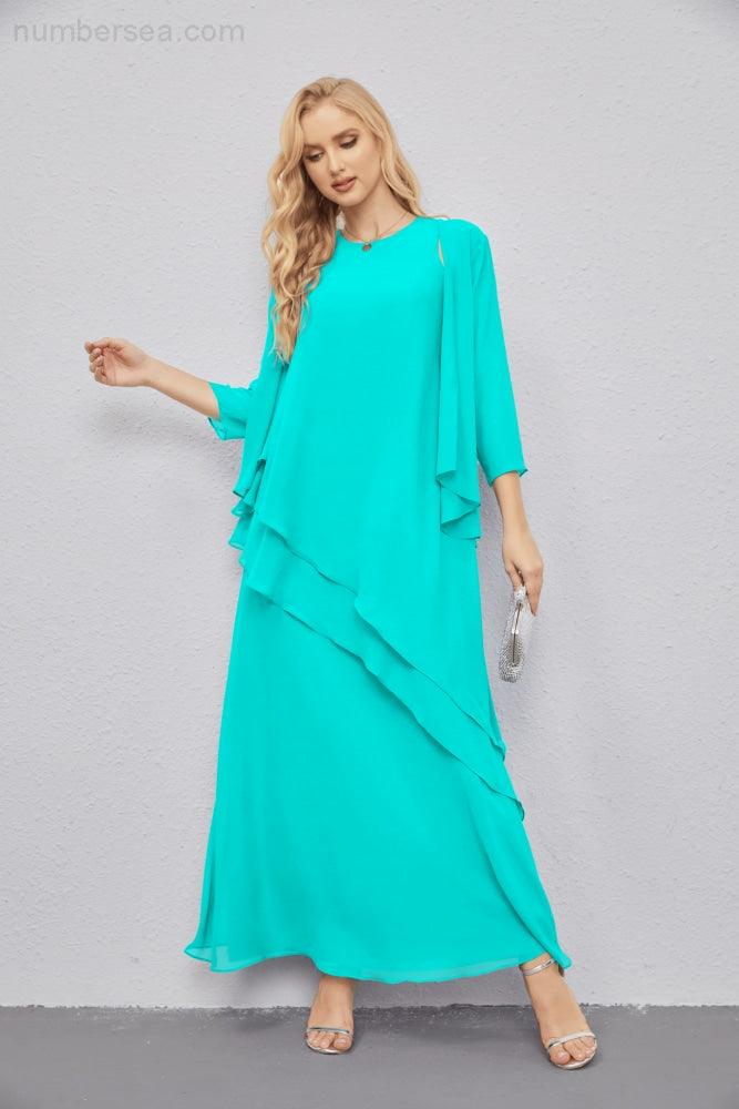 Mother of Bride Dresses with Open Front Lightweight Cardigan Formal Prom Gown  28081