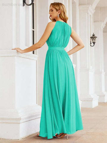 Numbersea Halter Bridesmaid Dress Empire Waist Formal Evening Prom Gown for Mother of The Bride 28030
