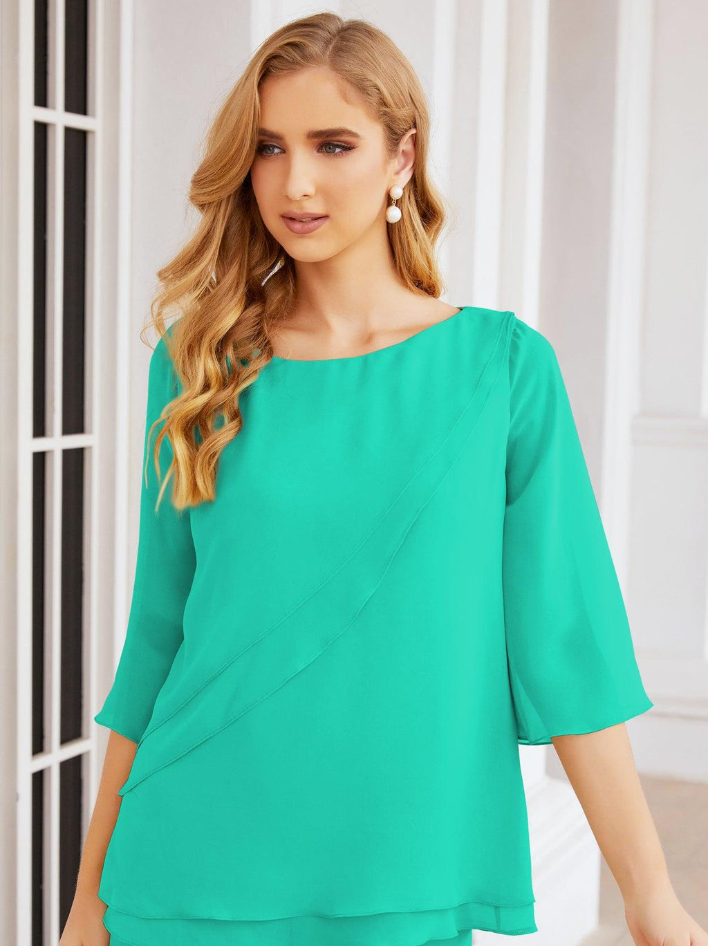 Vestido elegante de 2 peças para mãe da noiva Numbersea, tamanho grande, com folhos, camadas, roupão prateado 28064 