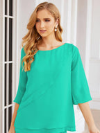 Vestido elegante de 2 peças para mãe da noiva Numbersea, tamanho grande, com folhos, camadas, roupão prateado 28064 