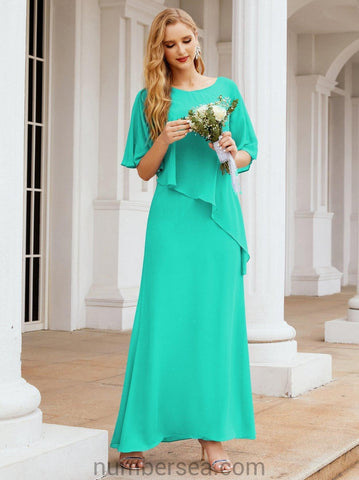 Numbersea Formal Party Gown Dress Long Mother of The Bride Dresses with Ruffle Cape 28026