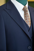 Navy Blue Wool 3-Piece Wedding Suit | Tailored Groom & Groomsmen Attire