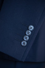 Navy Blue Wool 3-Piece Wedding Suit | Tailored Groom & Groomsmen Attire