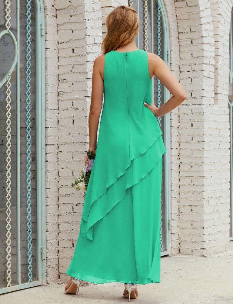 Vestidos longos de chiffon plus size para mãe da noiva, vestido formal de madrinha de casamento, 28019 