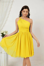 Vestido de dama de honor corto de chiffon de un hombro Numbersea para mujer Vestidos formales para fiesta y regreso a casa 2804