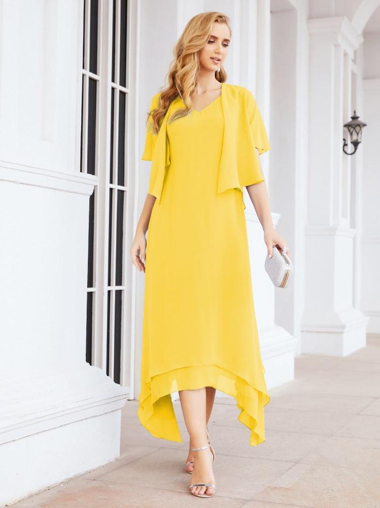 Vestido de festa formal para mãe da noiva, corte A, duas peças, Numbersea 28073 