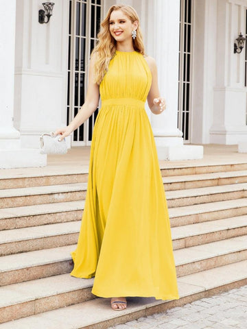 Numbersea Halter Bridesmaid Dress Empire Waist Formal Evening Prom Gown for Mother of The Bride 28030