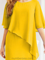 Vestido de festa formal comprido Numbersea com capa e folhos 28026 