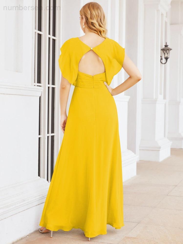 Numbersea Bridesmaid Dresses Cape Formal Prom Dress Open Back Gowns for Mother of The Bride 28058