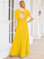 Numbersea Bridesmaid Dresses Cape Formal Prom Dress Open Back Gowns for Mother of The Bride 28058