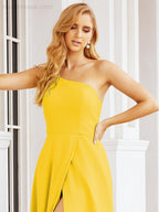 Vestidos de baile de cerimónia Numbersea para mulher com um ombro só e fenda lateral para madrinhas e madrinhas 28052 