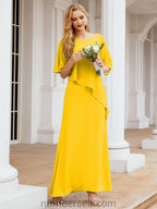 Vestido de festa formal comprido Numbersea com capa e folhos 28026 