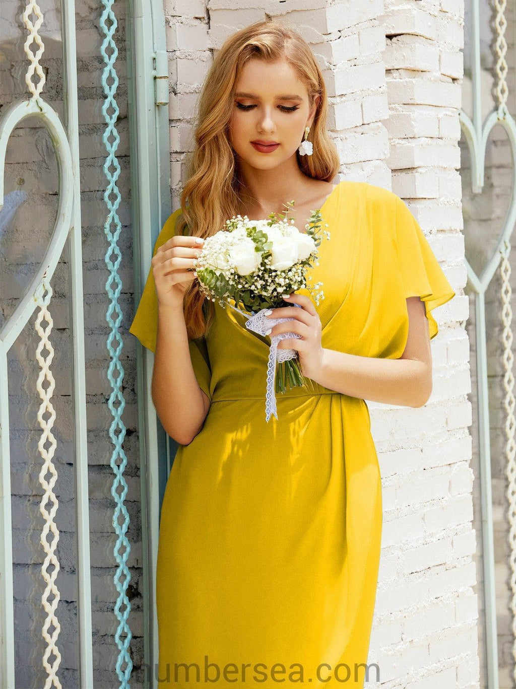 Vestidos de Baile de Regreso a Casa Sin Mangas Largo a la Rodilla Modelo 28021