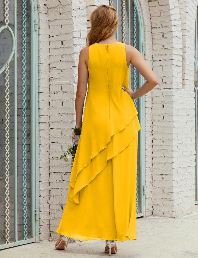 Vestidos longos de chiffon plus size para mãe da noiva, vestido formal de madrinha de casamento, 28019 