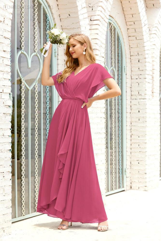 Numbersea  Mother of The Bride Dresses Plus Size V-Neck Floor Length Formal Prom Dress for Wedding Guest 28020