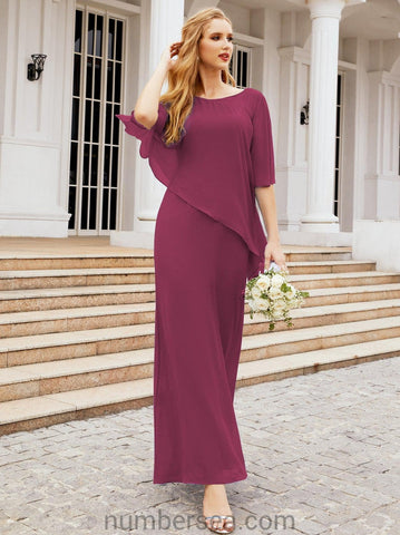 Numbersea Formal Party Gown Dress Long Mother of The Bride Dresses with Ruffle Cape 28026