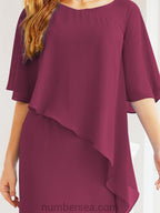 Vestido de festa formal comprido Numbersea com capa e folhos 28026 