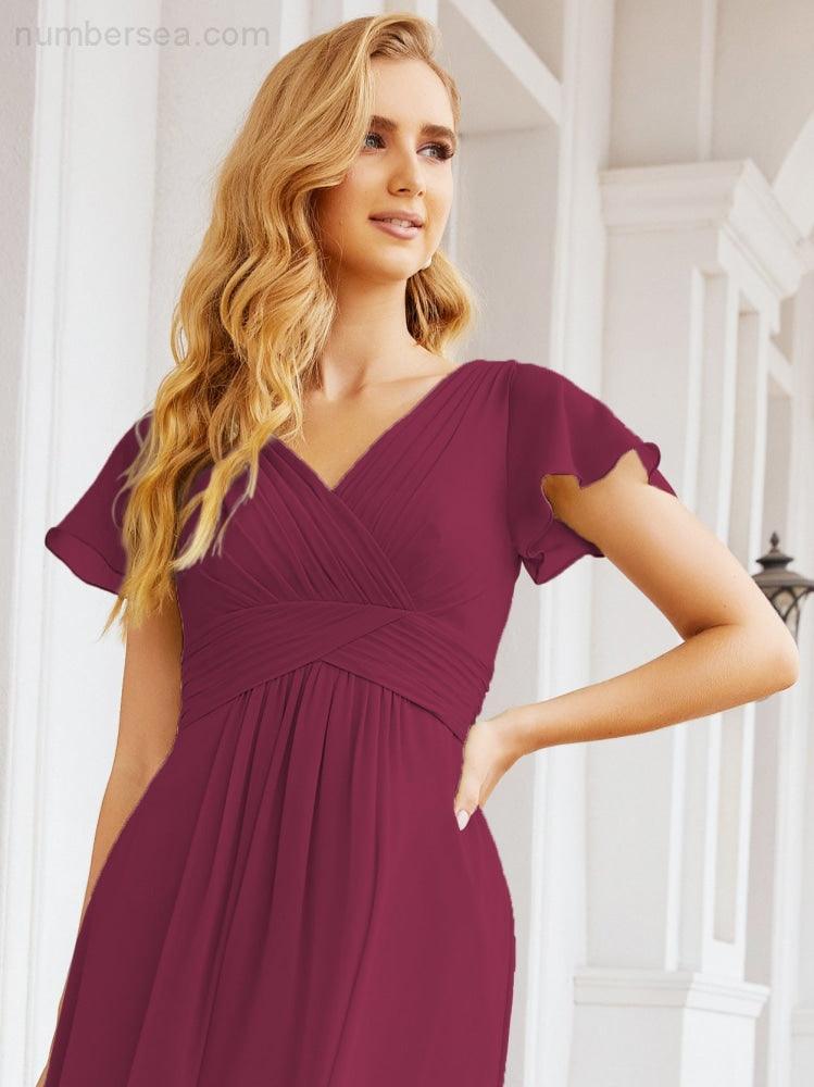 Vestidos de cerimónia de baile Numbersea para mãe da noiva, mangas curtas, vestido de madrinha 28047 