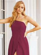 Vestidos de baile de cerimónia Numbersea para mulher com um ombro só e fenda lateral para madrinhas e madrinhas 28052 