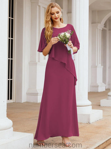 Numbersea Formal Party Gown Dress Long Mother of The Bride Dresses with Ruffle Cape 28026
