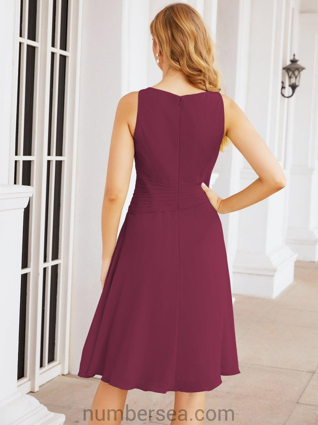 Vestidos para mãe da noiva Numbersea Vestido de baile Vestido casual plissado 28065 