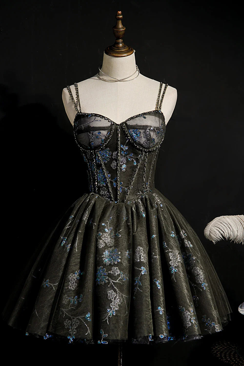 Vestidos de Baile de Gala A-Line com Lurex e Atacadores em Tule para a Noite de Finalistas