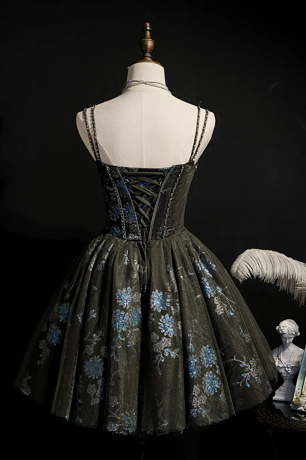 A-Line Sequins Lace Up Ball Gown Tulle Homecoming Dresses
