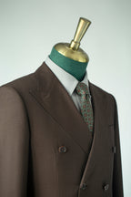 Double-Breasted Dark Brown Wool Suit | Tailored Formal Groom & Business Suit