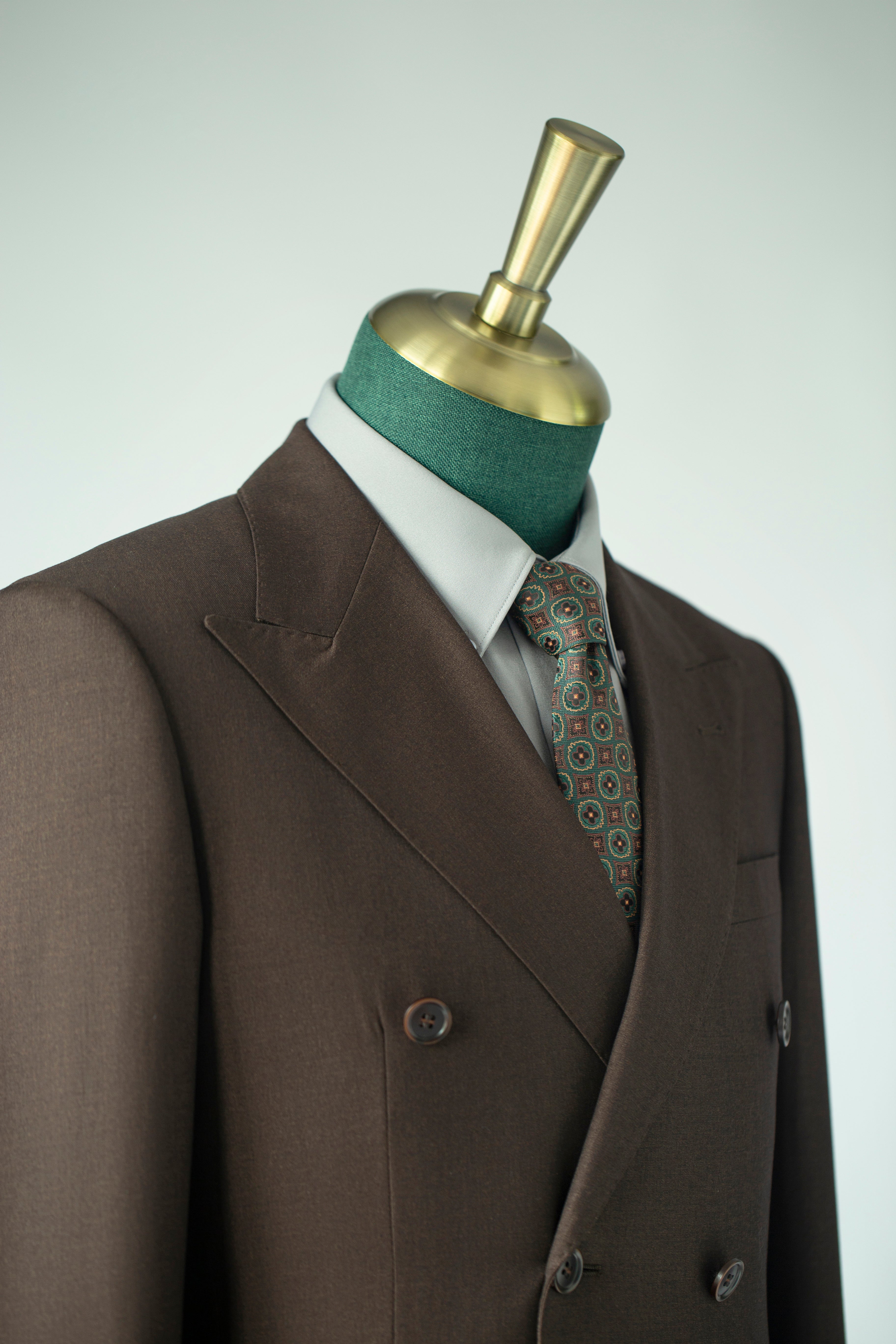 Double-Breasted Dark Brown Wool Suit | Tailored Formal Groom & Business Suit