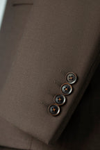 Double-Breasted Dark Brown Wool Suit | Tailored Formal Groom & Business Suit