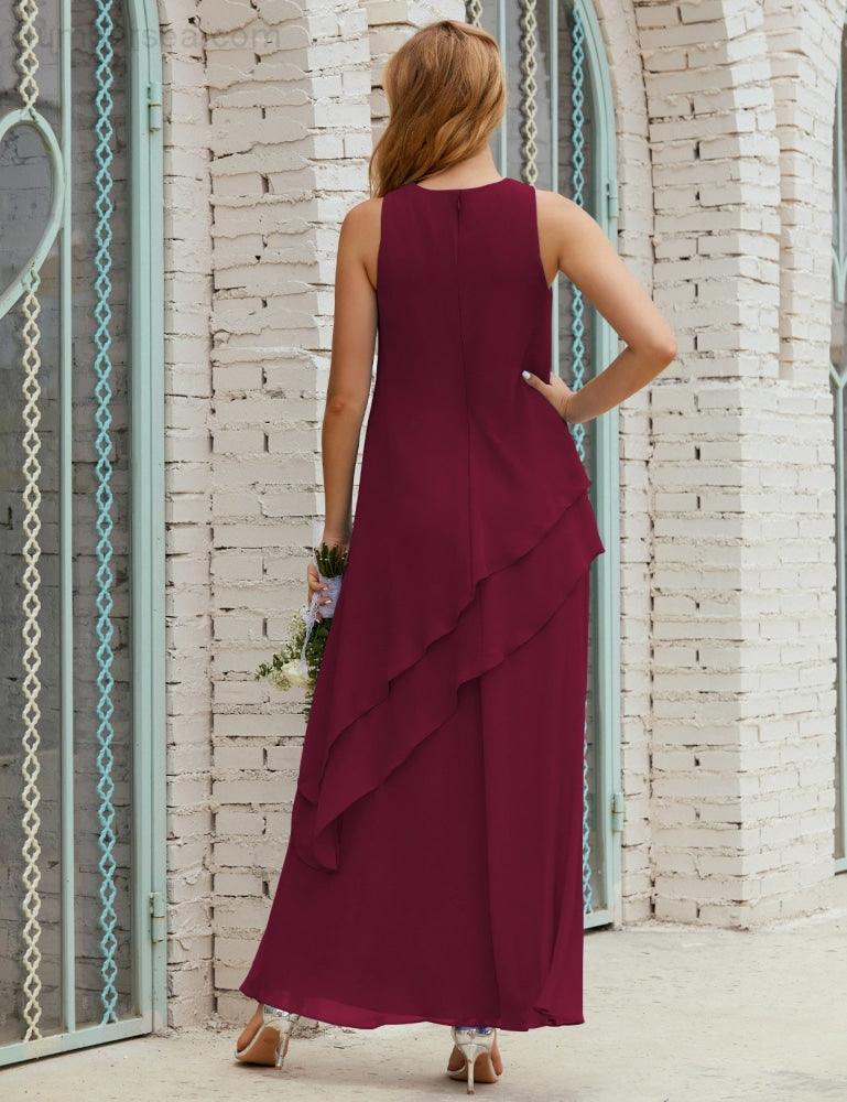 Vestidos longos de chiffon plus size para mãe da noiva, vestido formal de madrinha de casamento, 28019 