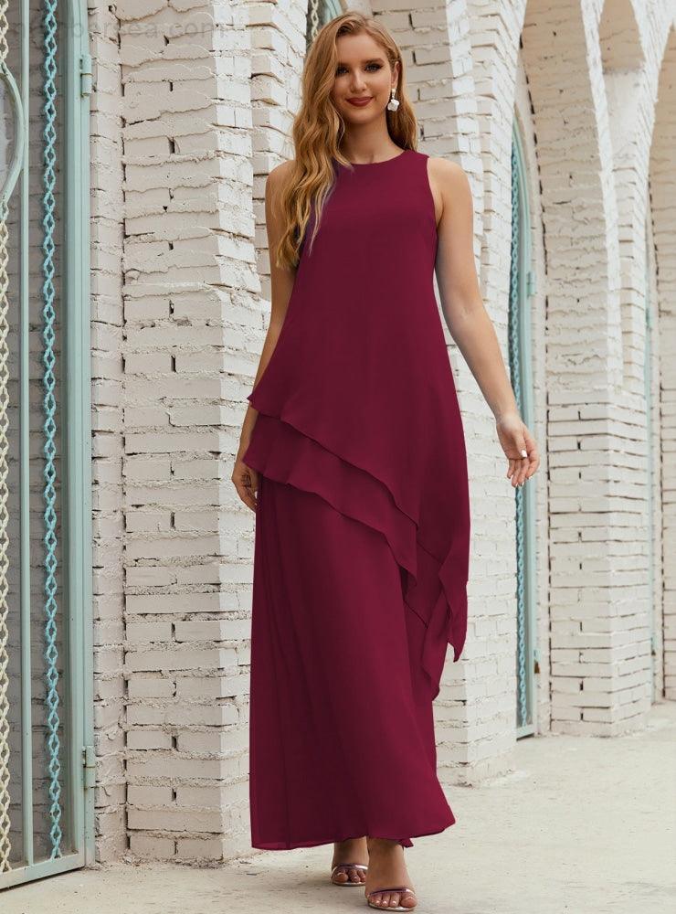 Vestidos longos de chiffon plus size para mãe da noiva, vestido formal de madrinha de casamento, 28019 