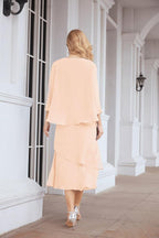 Vestido de festa formal para mãe da noiva, corte A, duas peças, Numbersea 28072 