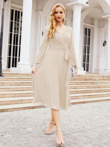 Brautjungfernkleid mit V-Rücken und Taillengürtel für die Mutter der Braut, Hochzeitsgast 28031 