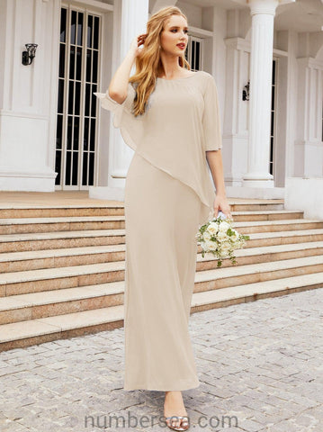 Numbersea Formal Party Gown Dress Long Mother of The Bride Dresses with Ruffle Cape 28026