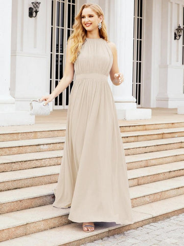 Numbersea Halter Bridesmaid Dress Empire Waist Formal Evening Prom Gown for Mother of The Bride 28030