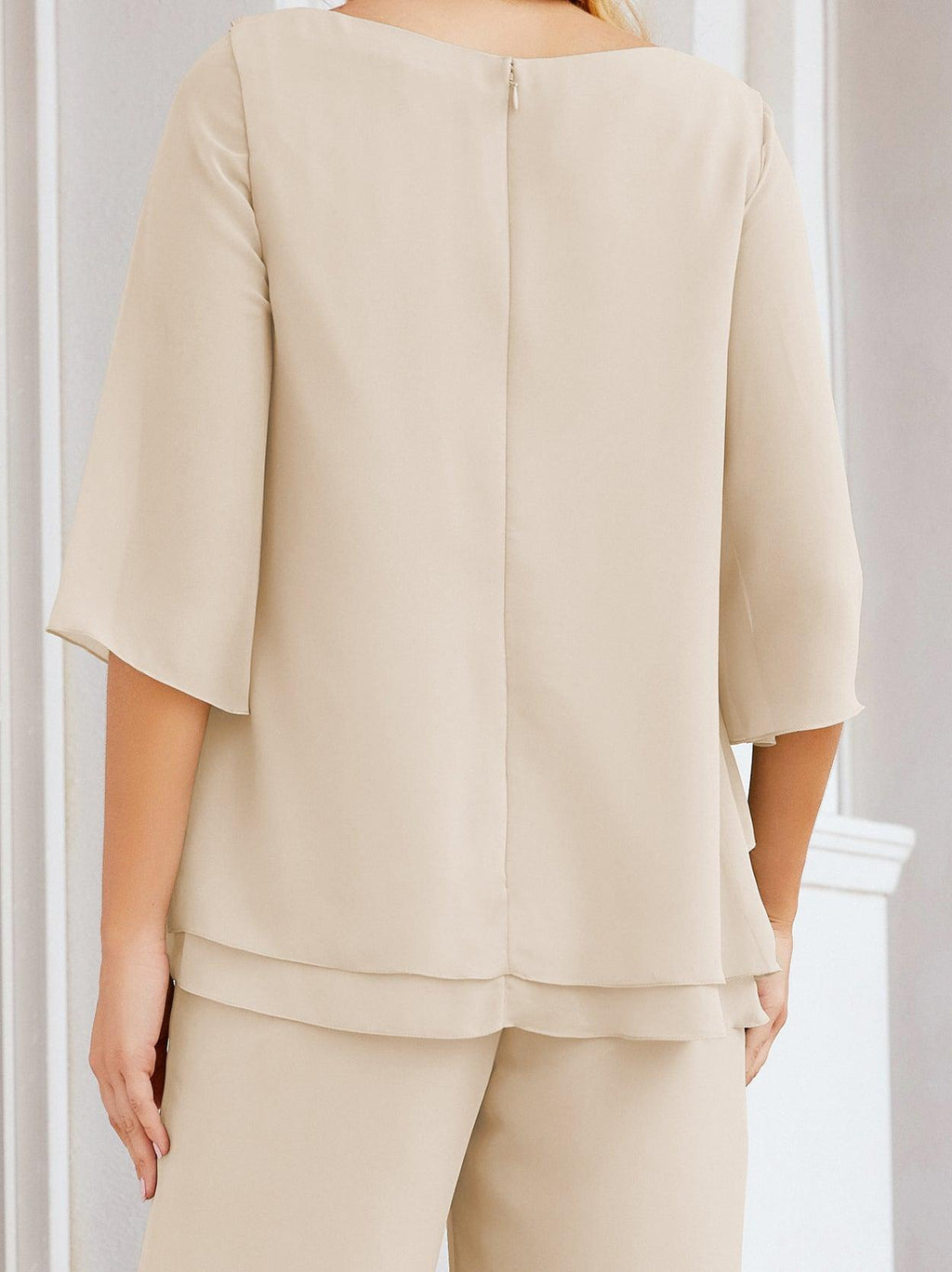 Vestido elegante de 2 peças para mãe da noiva Numbersea, tamanho grande, com folhos, camadas, roupão prateado 28064 