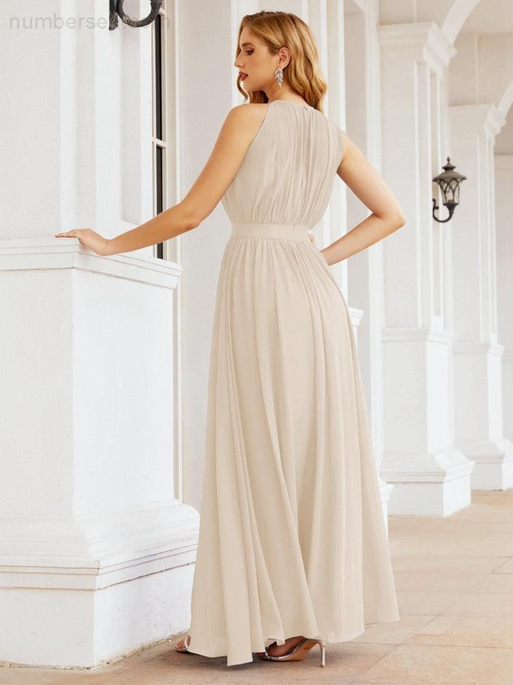 Vestido de madrinha de casamento com alças finas e cintura império, vestido de festa formal para mãe da noiva 28030 