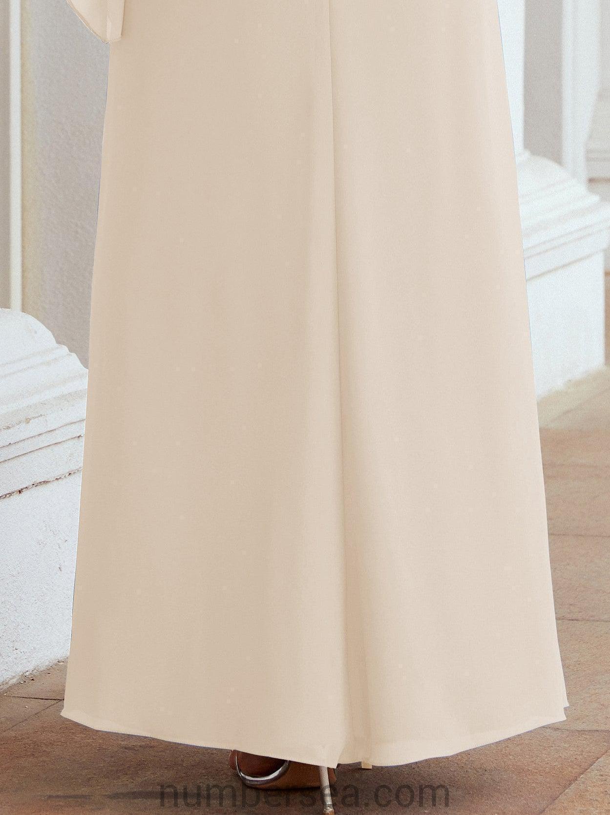 Vestido de festa formal comprido Numbersea com capa e folhos 28026 