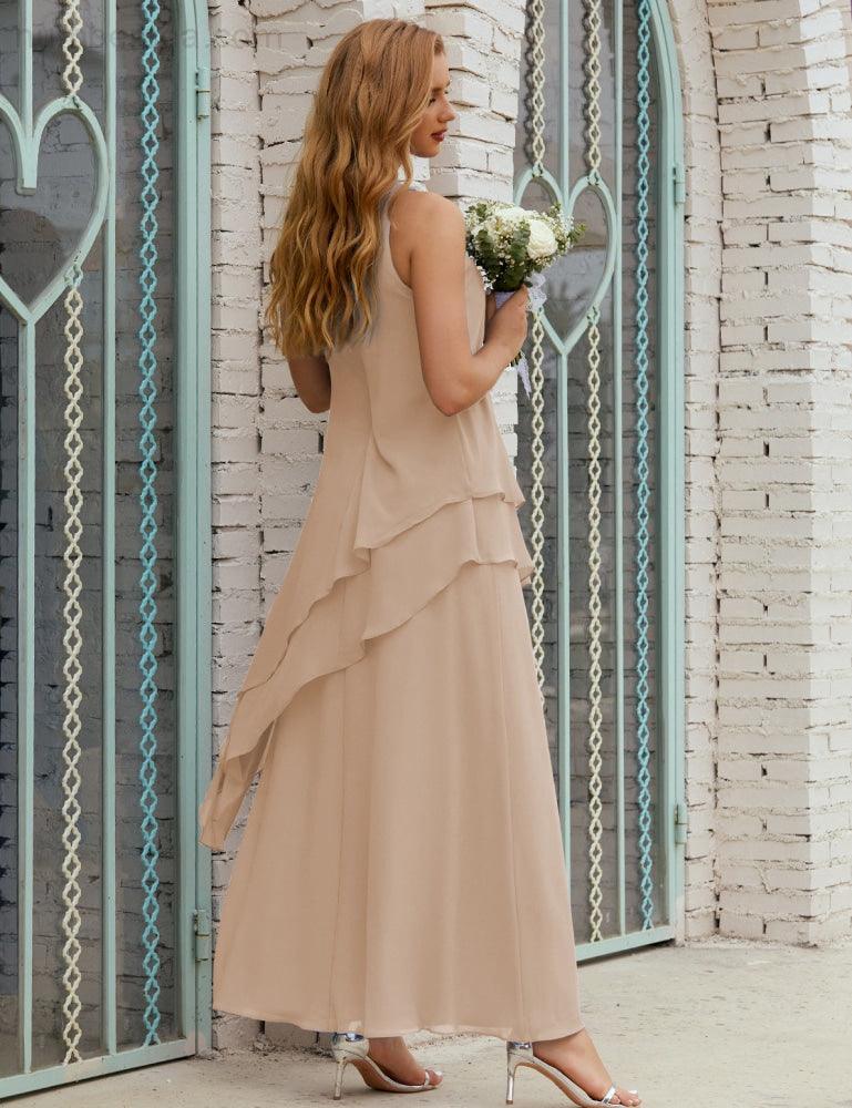 Vestidos longos de chiffon plus size para mãe da noiva, vestido formal de madrinha de casamento, 28019 