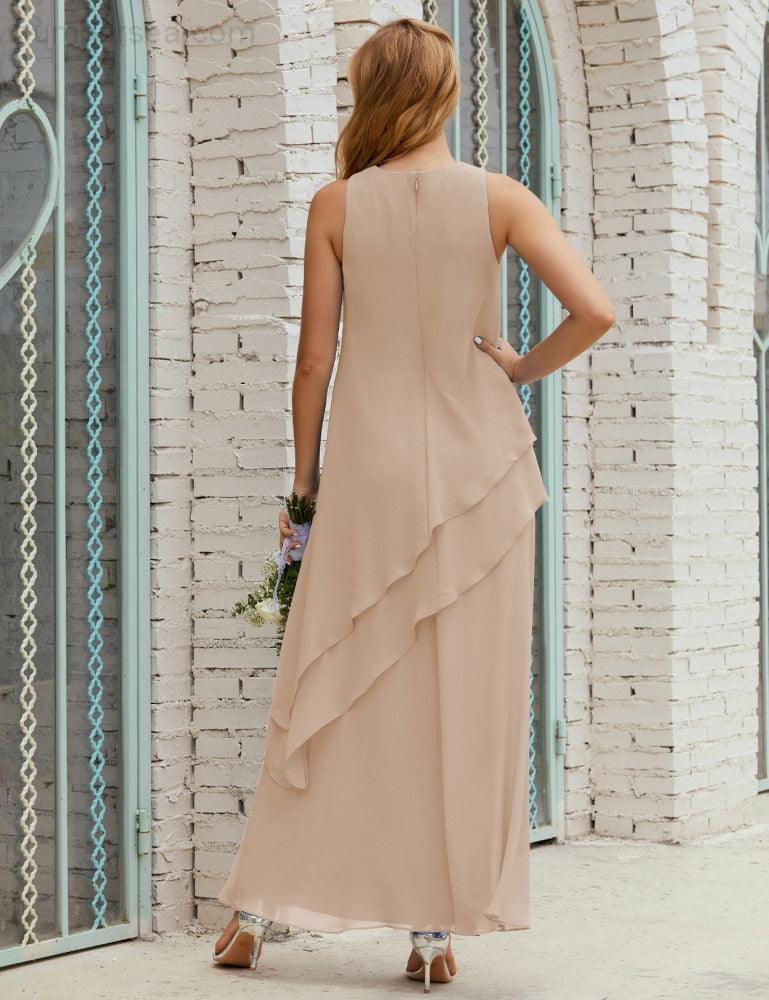 Vestidos longos de chiffon plus size para mãe da noiva, vestido formal de madrinha de casamento, 28019 