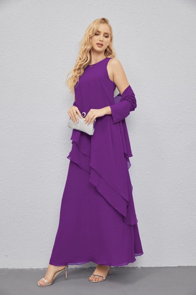 Vestidos para a mãe da noiva com frente aberta, cardigan leve, vestido formal para baile de finalistas 28081 