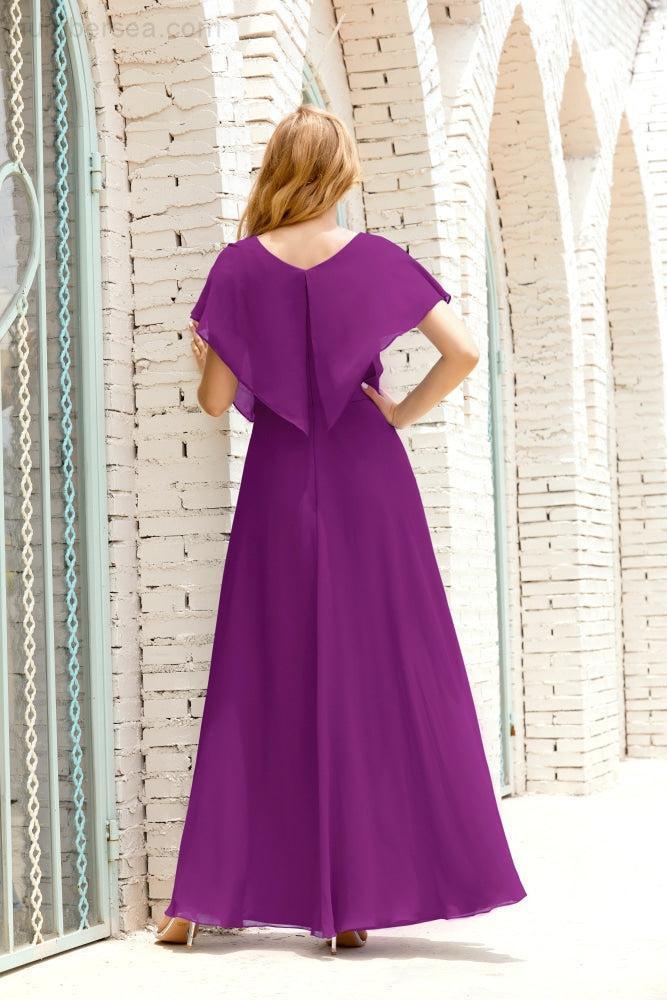 Numbersea  Mother of The Bride Dresses Plus Size V-Neck Floor Length Formal Prom Dress for Wedding Guest 28020