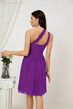 Vestido de dama de honor corto de chiffon de un hombro Numbersea para mujer Vestidos formales para fiesta y regreso a casa 2804
